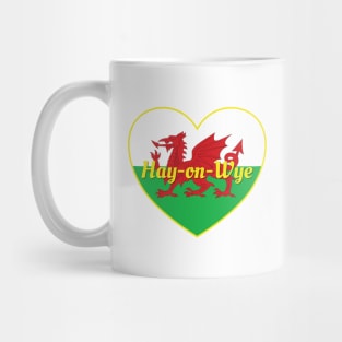 Hay-on-Wye Wales UK Wales Flag Heart Mug